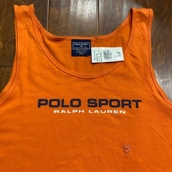 Polo Sport Ralph Lauren NWT Vintage Orange Blue Tank Top Men's Size XXL - Picture 2 of 7